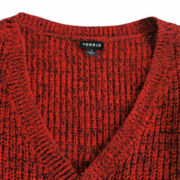 Torrid Red Sweater Top Shirt Black Fleck Knit Sweater Woman's Plus Size 1X LH805 - Picture 6 of 6